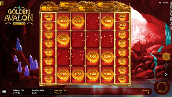 Golden Avalon Hold and Win bonus features