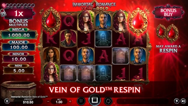 Immortal Romance Vein of Gold gameplay screenshot