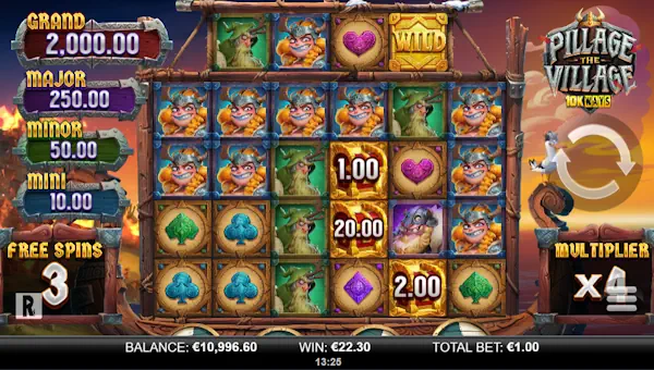 Pillage the Village 10K Ways bonus features