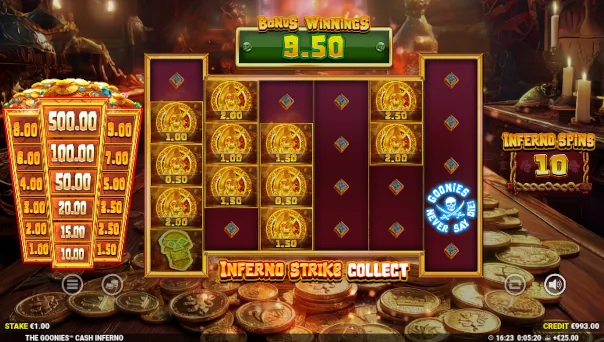 The Goonies Cash Inferno bonus features