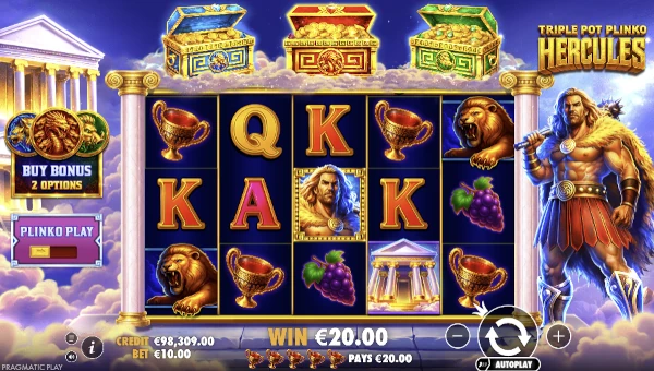 Triple Pot Plinko Hercules gameplay screenshot