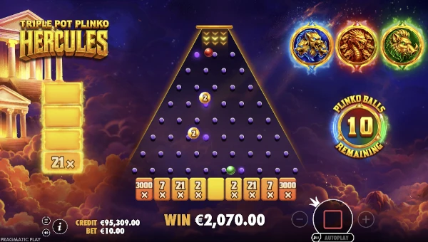 Triple Pot Plinko Hercules bonus features