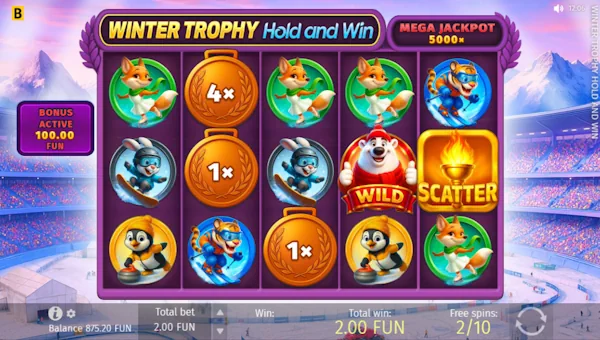 Winter Trophy Hold and Win bonus features