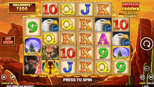 Wolf Legend Gold Megaways gameplay screenshot